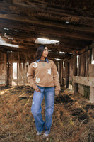 Boot Stitch Embroidered Pearl Snap Top