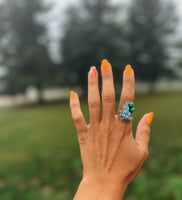 Pink & Turquoise Lightning Bolt Ring