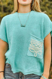 Boot Stitch Pocket Knit Sleeveless Sweater • Mint