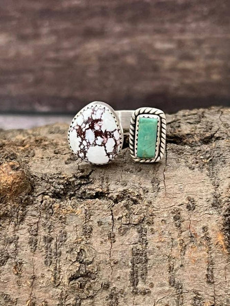 Handmade Sterling Silver Wild Horse Magnesite with Kingman Turquoise