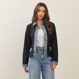 Denim Trim Blazer Jacket