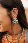Navajo Sterling Silver & Golden Hills Turquoise  Cluster Post Earrings