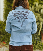 Denim Embroidered Top
