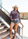 Retro Stripe Mesh Top