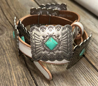 Leather Concho Belt • Square Conchos