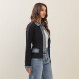 Denim Trim Blazer Jacket