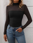 Half Sheer Long Sleeve Top
