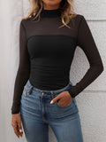 Half Sheer Long Sleeve Top