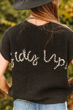 Boot Stitch Pocket Knit Sleeveless Sweater • Black