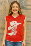 Cowboy Boot Sleeveless Sweater