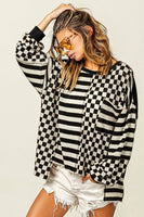 Checkered + Stripes Top • Charcoal or Khaki