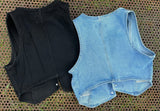 Tooled Denim Vest • Black or Denim