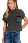 Short Sleeve Cropped Sweater • Black or Mocha
