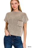 Short Sleeve Cropped Sweater • Black or Mocha