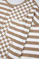 Checkered + Stripes Top • Charcoal or Khaki