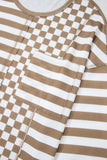 Checkered + Stripes Top • Charcoal or Khaki