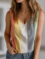 Color Block VNeck Tank