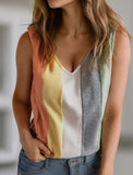 Color Block VNeck Tank