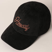 Howdy Embroidered Suede Baseball Hat