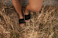 Nadia Western Boot Stitch Slide • Black w/ Copper Stitching