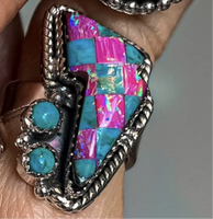 Pink & Turquoise Lightning Bolt Ring