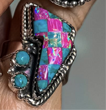 Pink & Turquoise Lightning Bolt Ring
