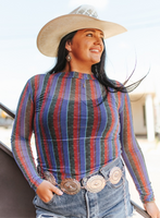 Retro Stripe Mesh Top