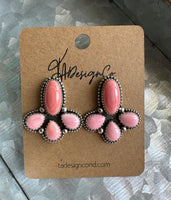 Pink Conch Cluster Earrings