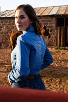 Boot Stitch Embroidered Pearl Snap Top