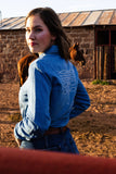 Boot Stitch Embroidered Pearl Snap Top