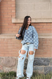 Checkered Denim Hoodie