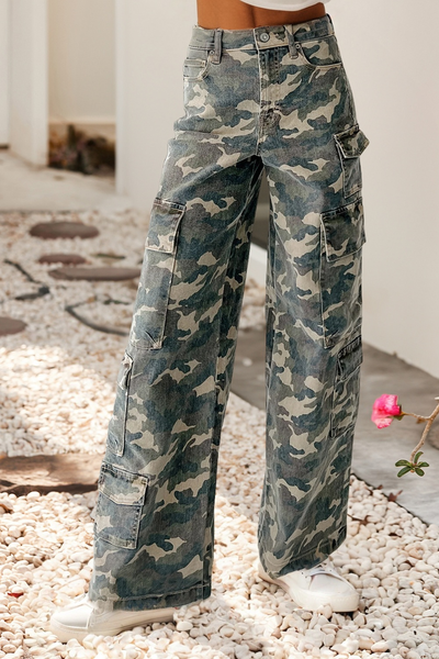 Camo Denim Cargo Pants