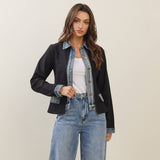 Denim Trim Blazer Jacket