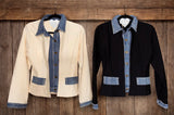 Denim Trim Blazer Jacket