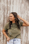 Floral Western Embroidered Tee • Olive or Apricot