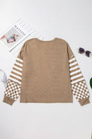 Checkered + Stripes Top • Charcoal or Khaki