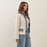 Denim Trim Blazer Jacket