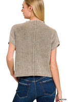 Short Sleeve Cropped Sweater • Black or Mocha