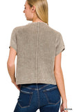 Short Sleeve Cropped Sweater • Black or Mocha