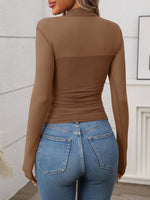 Half Sheer Long Sleeve Top