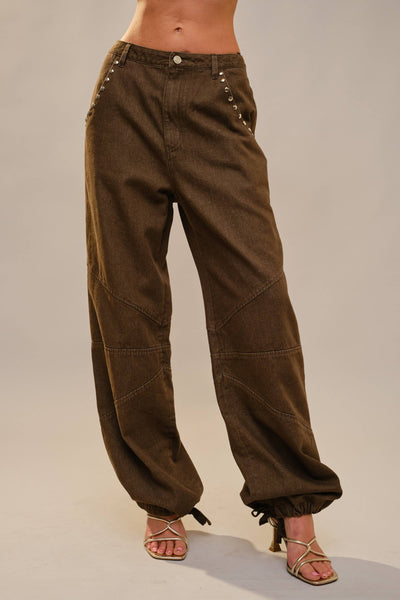 Jersey Stud Drawstring Hem Jeans