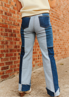 Patchwork Straight Leg Jeans
