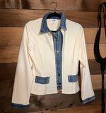 Denim Trim Blazer Jacket