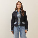 Denim Trim Blazer Jacket