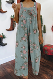 Meg Floral Denim Wide Leg Overalls