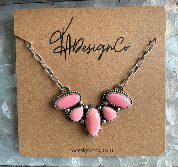 Pink Conch Cluster Necklace