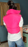 Pink Cropped Puffer Vest
