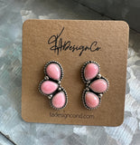 Pink Conch Cluster Earrings
