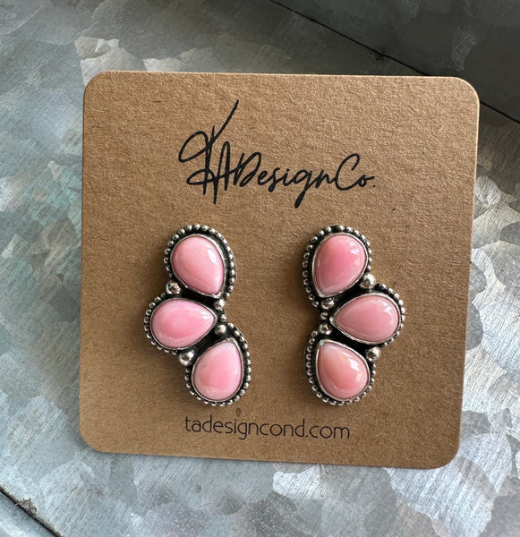 Pink Conch Cluster Earrings