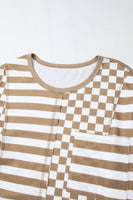 Checkered + Stripes Top • Charcoal or Khaki